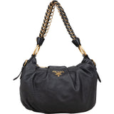 Prada Black Nappa Gauffre Chain Shoulder Bag