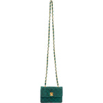Chanel Stitching Suede 24K Gold Mini Single Flap Crossbody Bag - vintageandkickz
