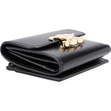 Celine Black Leather Small Triomphe Clip Card Holder Wallet