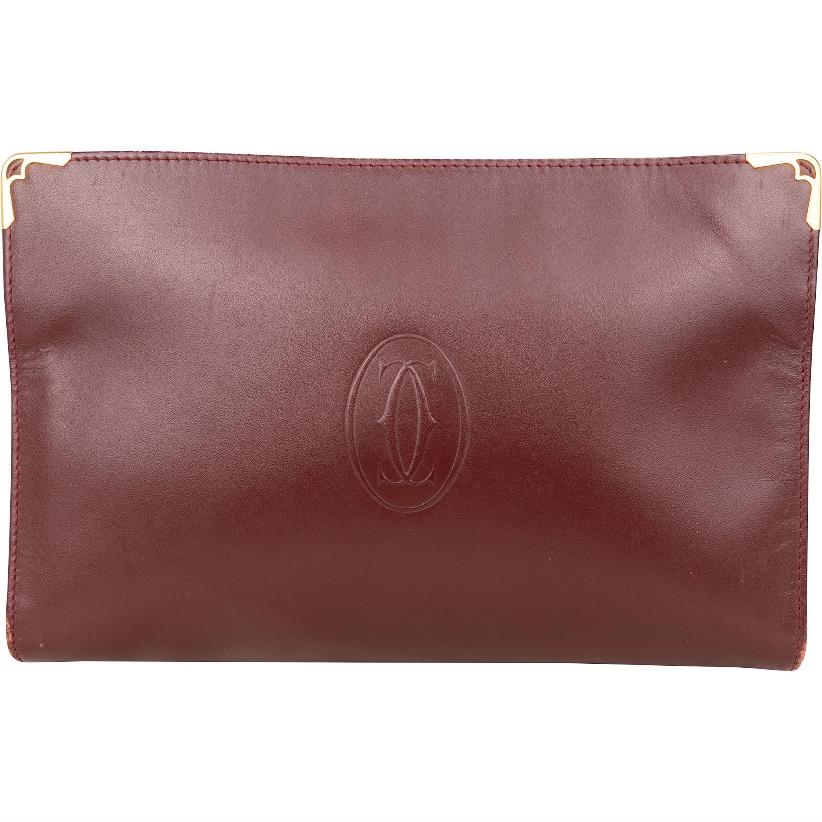 Cartier Bordeaux Leather Clutch - vintageandkickz