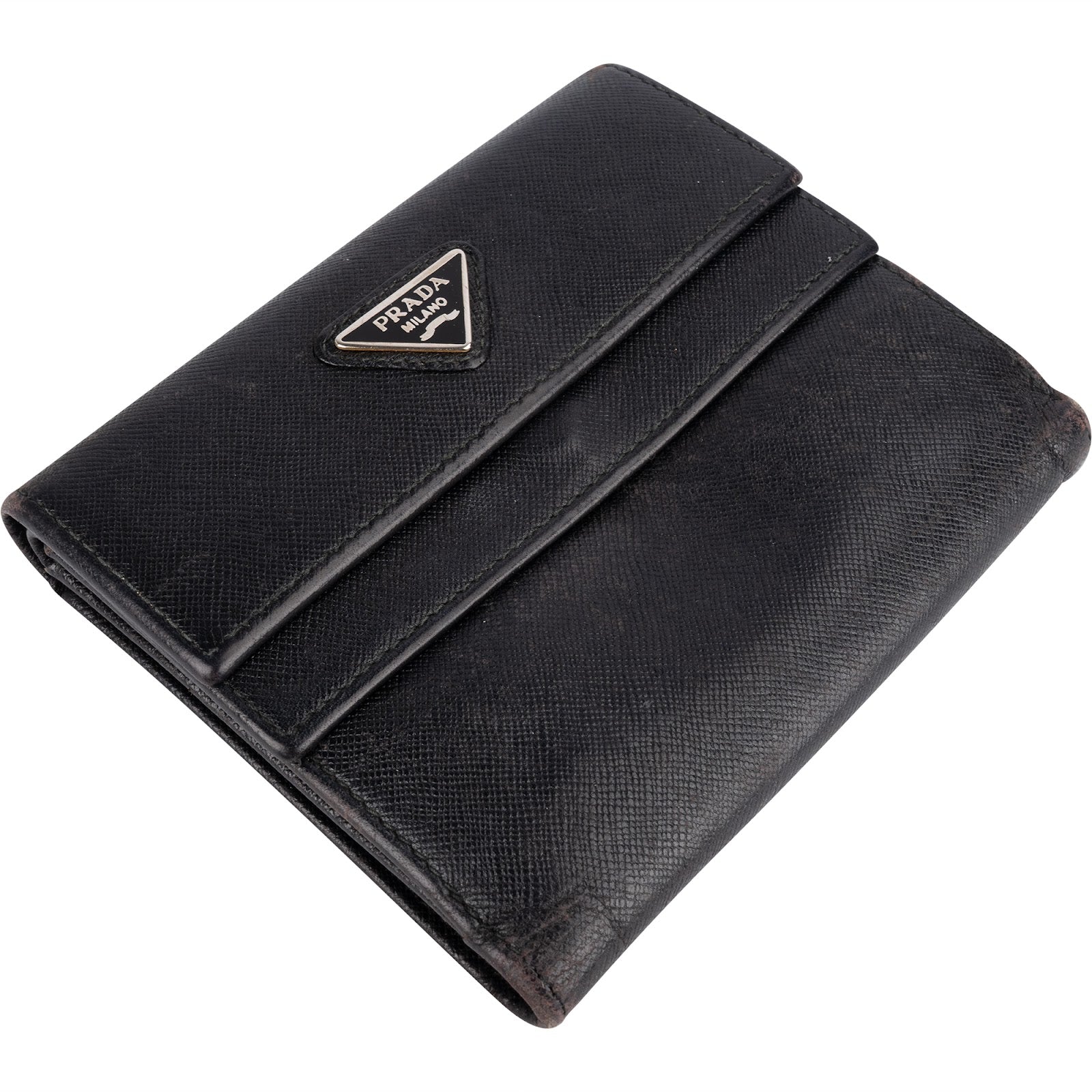 Prada Black Saffiano Leather Wallet - vintageandkickz