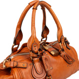Chloé Cognac Grained Leather Paddington Satchel Handbag