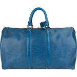 Louis Vuitton Blue Epi Leather Keepall 45 Travel Bag - vintageandkickz