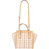 MCM Monogram Striped Visetos Canvas Luggage Tote Handbag