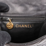 Chanel Black Quilted Lambskin 24K Gold Single Flap Vintage Shoulder Belt Bag