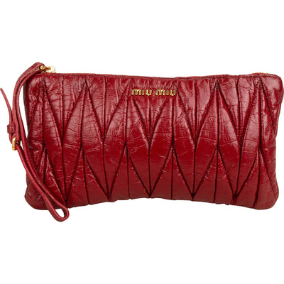 Miu Miu Matelassé Nappa Leather Wristlet Pouch Clutch