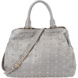 Miu Miu Grey Studded Leather Tote Handbag