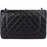 Chanel Quilted Caviar Leather Palladium Double Flap Jumbo Crossbody Bag