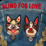 Gucci Blue Blind For Love Embroidered Dog Patch Denim Jacket (IT50)