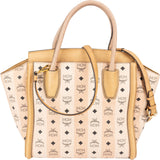MCM Monogram Striped Visetos Canvas Luggage Tote Handbag
