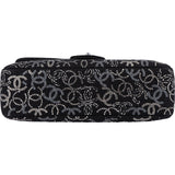 Chanel Sequin Tweed Palladium CC Jumbo Double Flap Crossbody Bag