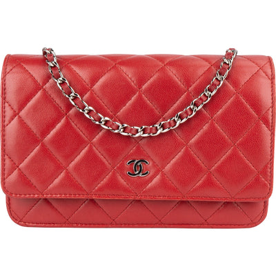Chanel Quilted Lambskin Wallet on Chain Crossbody Bag - vintageandkickz