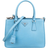Prada Light Blue Saffiano Leather Small Galleria Handbag