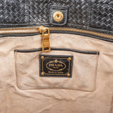 Prada Limited India Black Woven Leather Large Tote Handbag