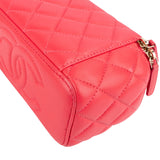 Chanel Quilted Lambskin Crystal Emblem CC Vanity Case Crossbody Bag