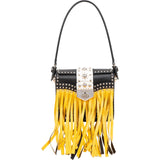 Prada Saffiano Leather Studded Fringe Turnlock Cahier Shoulder Bag