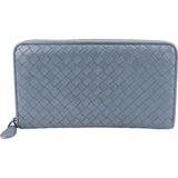 Bottega Veneta Blue Intrecciato Zip Around Wallet