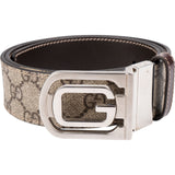 Gucci Multicolor Leather GG Supreme Canvas Reversible G Buckle Belt (85/34)