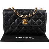 Chanel Quilted Lambskin 24K Gold Mini Single Flap Crossbody Bag