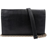 Gucci Grained Leather Interlocking GG Wallet On Chain Crossbody Bag