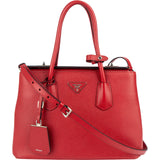 Prada Red Saffiano Leather Double Handbag