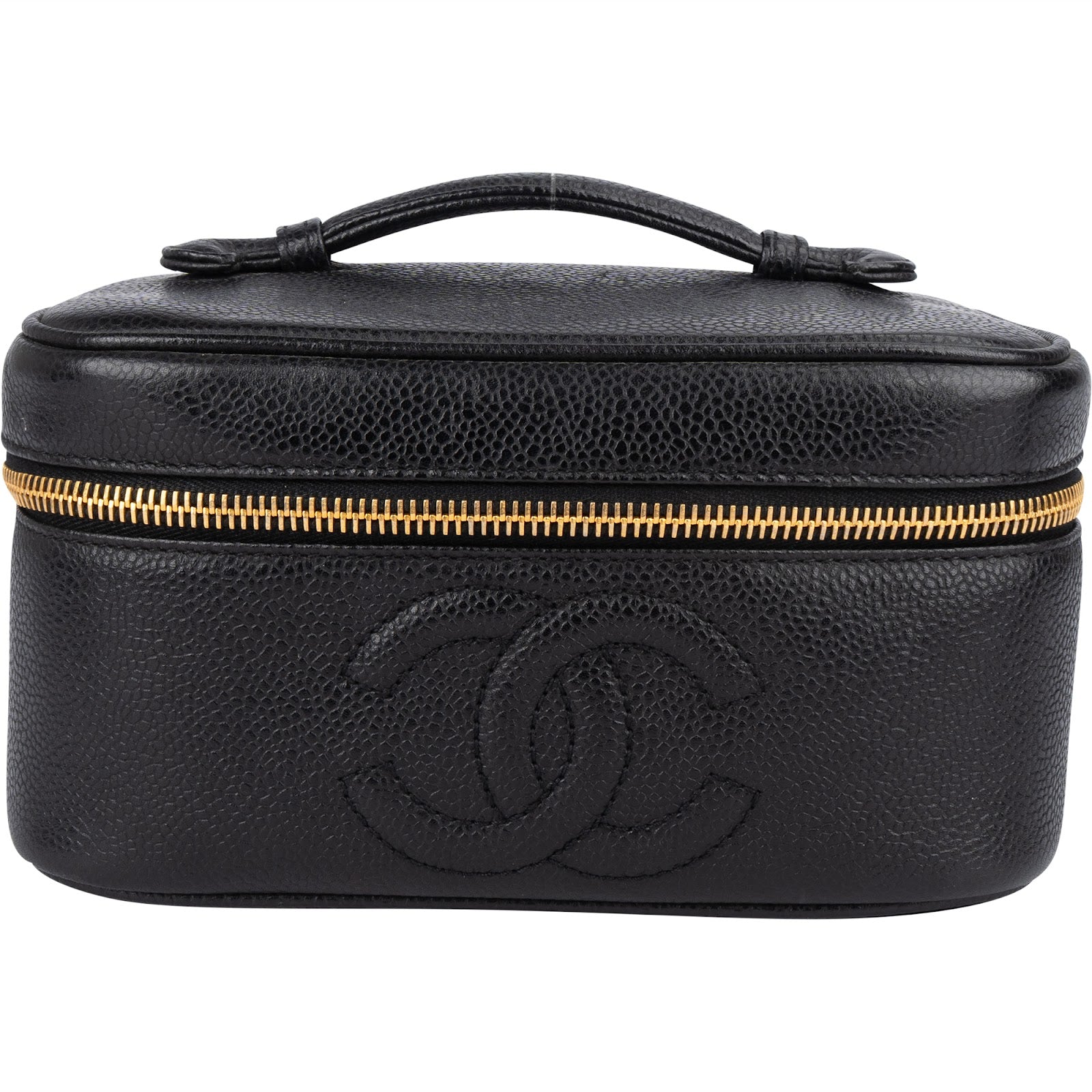 Chanel Caviar Leather Vanity Case Handbag - vintageandkickz