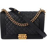 Chanel Quilted Caviar Leather Boy Single Flap Crossbody Bag