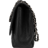 Chanel Quilted Caviar Leather Palladium Jumbo Single Flap Crossbody Bag