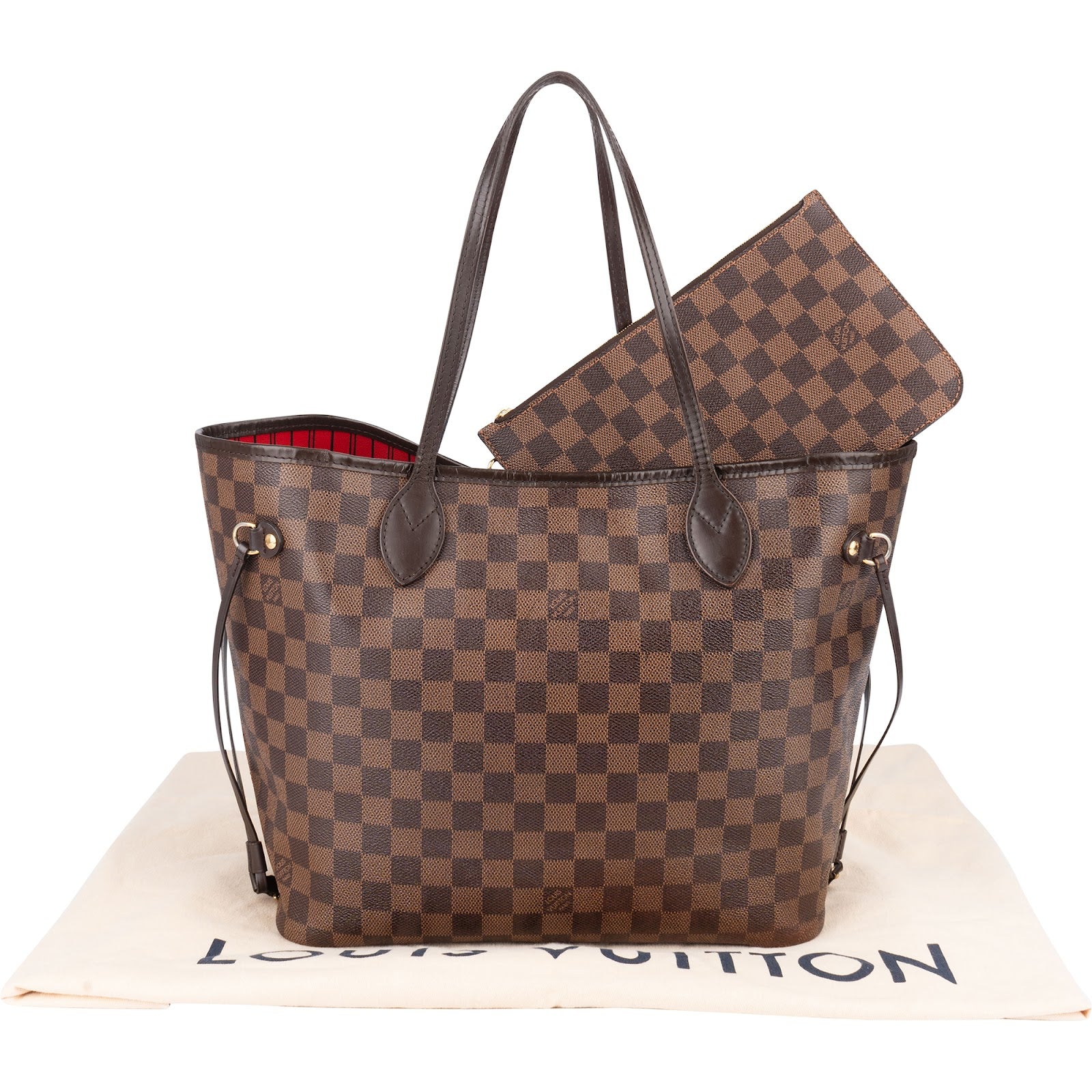 [🔄️B08 / F36] Louis Vuitton Monogram Damier Ebene Canvas Neverfull MM Shoulder Bag - vintageandkickz