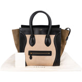Céline Suede Tricolor Leather Luggage Handbag