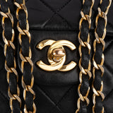Chanel Quilted Lambskin 24K Gold Small Double Flap Crossbody Bag