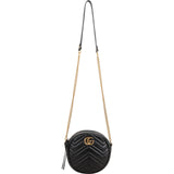 Gucci  Quilted Leather GG Marmont Round Crossbody Bag