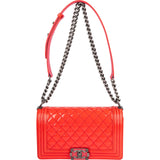 Chanel Quilted Patent Leather Boy Single Flap Crossbody Bag