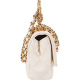 Chanel White Quilted Lambskin Mini Rectangular Flap Top Handle Crossbody Bag