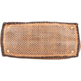 Prada Brown Tones Madras Woven Leather Tote Made In India Handbag