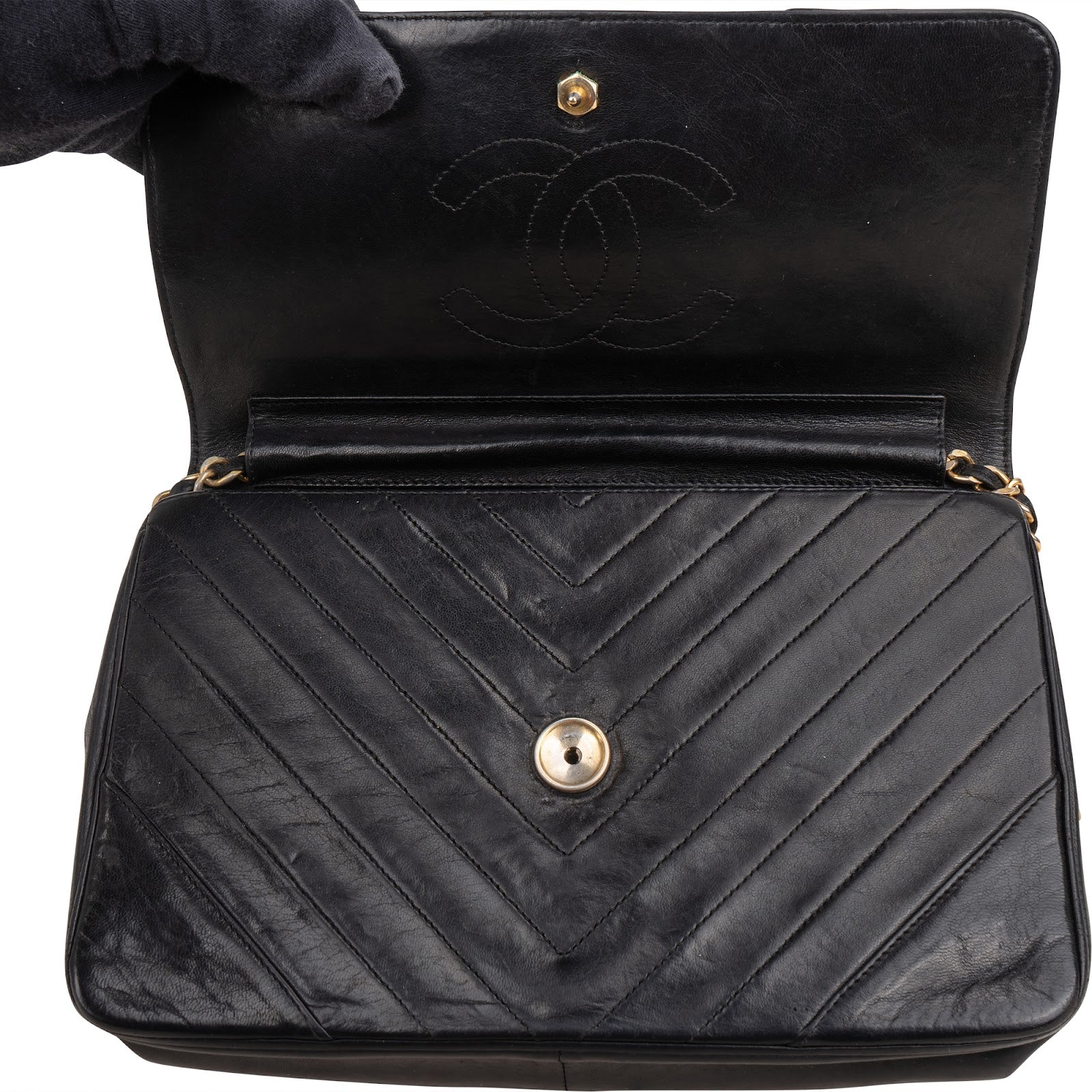 [🔄️B20 / F21] Chanel Lambskin Chevron Single Flap Crossbody Bag - vintageandkickz