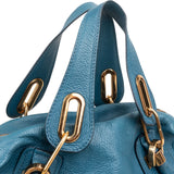 Chloé Blue Pebbled Leather Paraty Shoulder Handbag