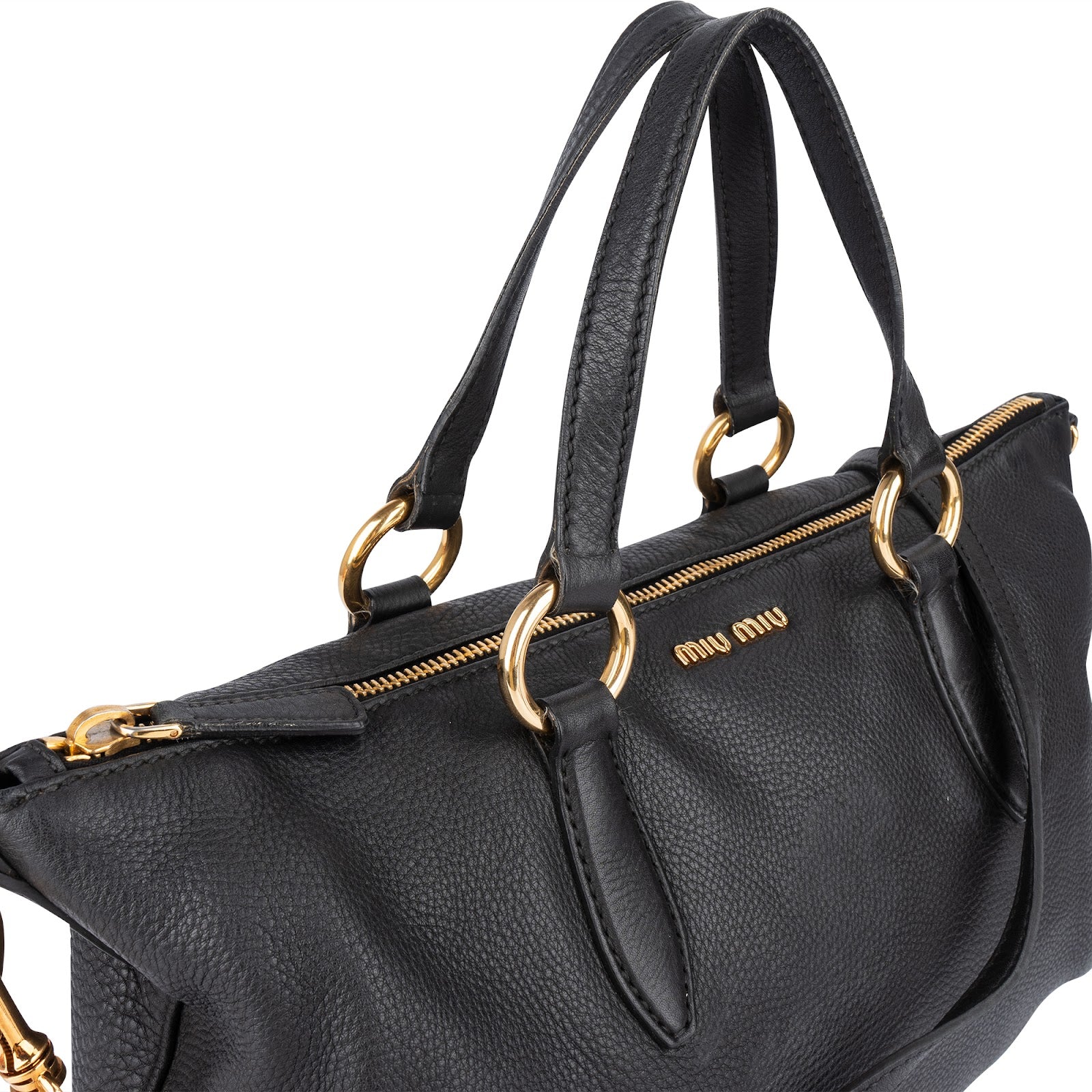 [🔄️B23 / F51] Miu Miu Vitello Lux Satchel Shoulder Bag - vintageandkickz