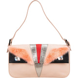 Fendi Tricolor Leather Fur Monster Baguette Shoulder Bag