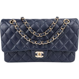 Chanel Quilted Caviar Leather Medium Gold Double Flap Shoulder Bag