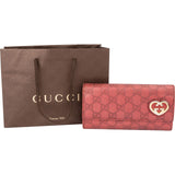 Gucci Metallic Guccissima Leather Lovely Heart Continental Wallet