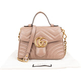 Gucci Nude Matelassé Leather GG Marmont Small Top Handle Crossbody Handbag