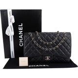 Chanel Quilted Caviar Leather Palladium Maxi Single Flap Crossbody Bag
