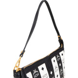 MCM Monogram Visetos Black and White Vertical Stripe Liz Clutch Shoulder Pochette Bag - vintageandkickz