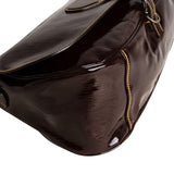 Prada Brown Vernice Saffiano Leder Saddle Flap Shoulder Bag