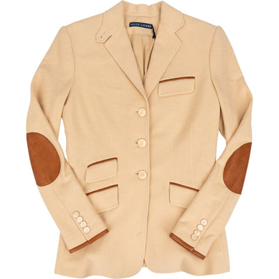 Ralph Lauren Cotton and Leather Equestrian Patches Blazer Jacket (IT 34 / DE 30-32)