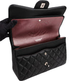 Chanel Quilted Lambskin Palladium Jumbo Double Flap Crossbody Bag