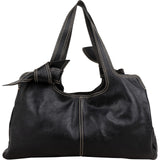 Miu Miu Black Grained Leather Knot Shoulder Bag