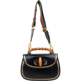 Gucci Black Leather Monogram Bamboo Top Handle 1947 Handbag