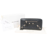 Balenciaga Antracite Arena Leather Classic City Zip Around Wallet